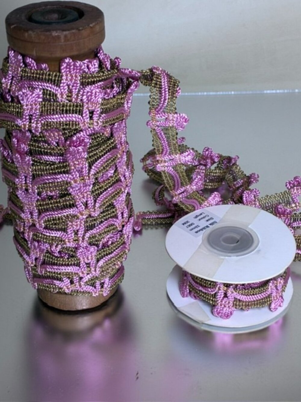 1920's Pink Cotton Swag Metallic Trim